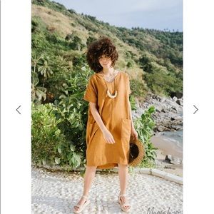 Magic Linen tan loose shift dress